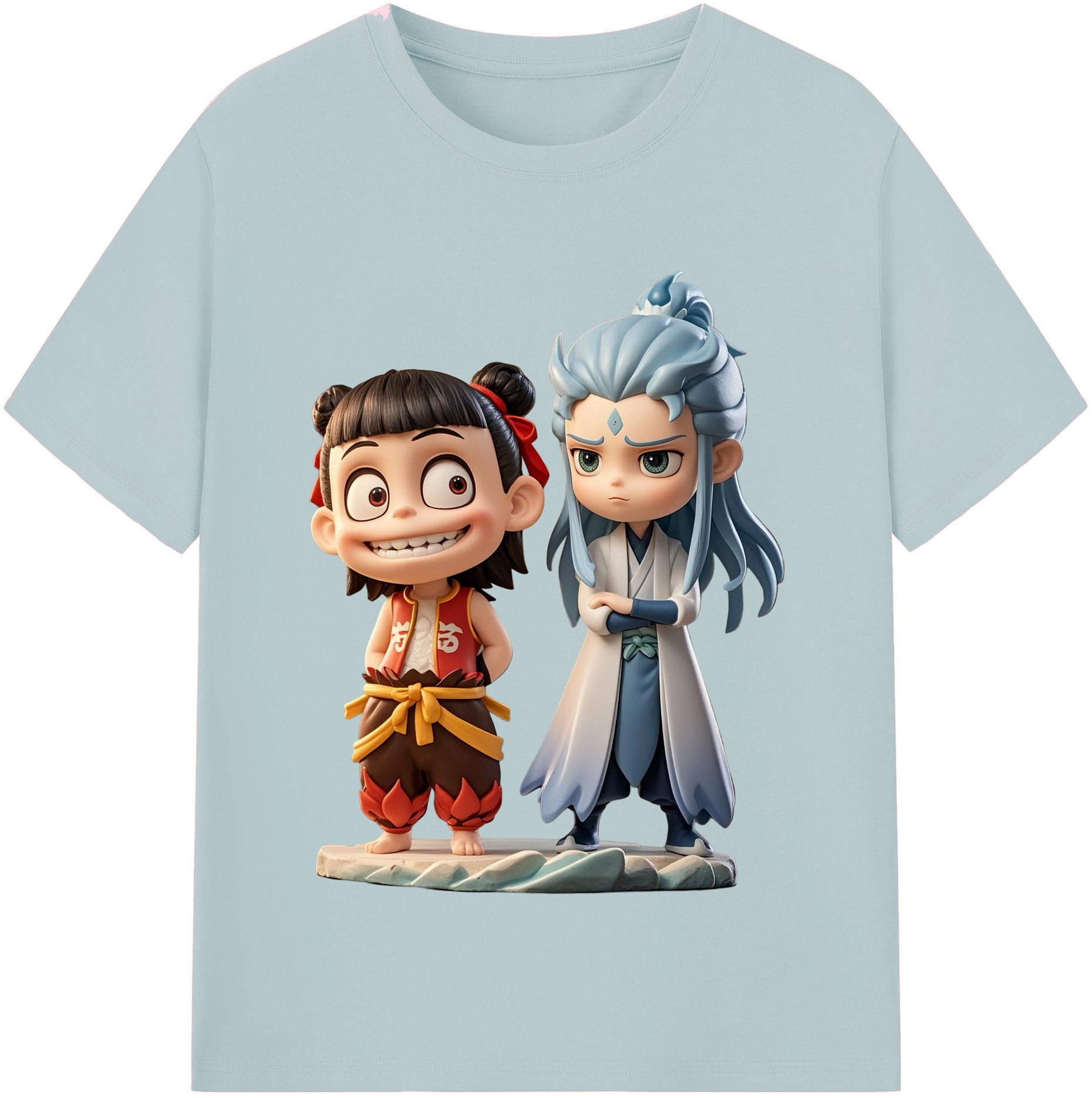 （画像用） Ne Zha 2 ナタ 魔童の大暴れ 綿100％半袖Tシャツ（フロントプリント）